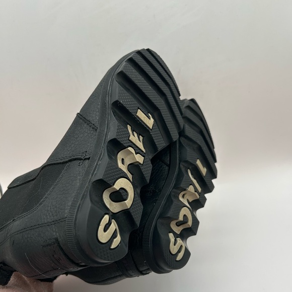 Sorel Black Leather Joan of Arctic Waterproof Chelsea Wedge II Boots Bootie 7 - Picture 8 of 11